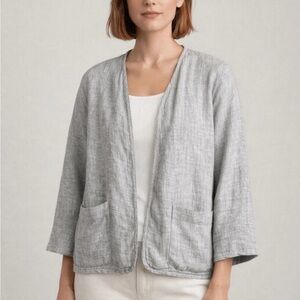 Eileen Fisher Doubleface Linen Cotton Check Jacket
